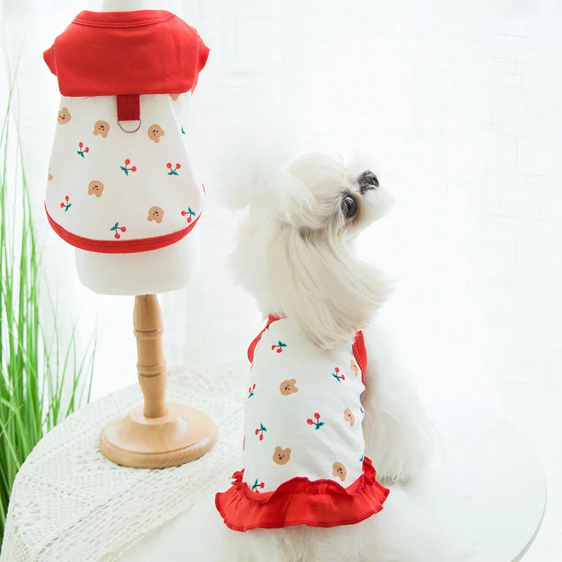 

Pet Sweet Dress Spring Autumn Medium Small Dog Clothes Cute Vest Fashion Harness Chihuahua Skirt Kitten Puppy Shirt Yorkshire