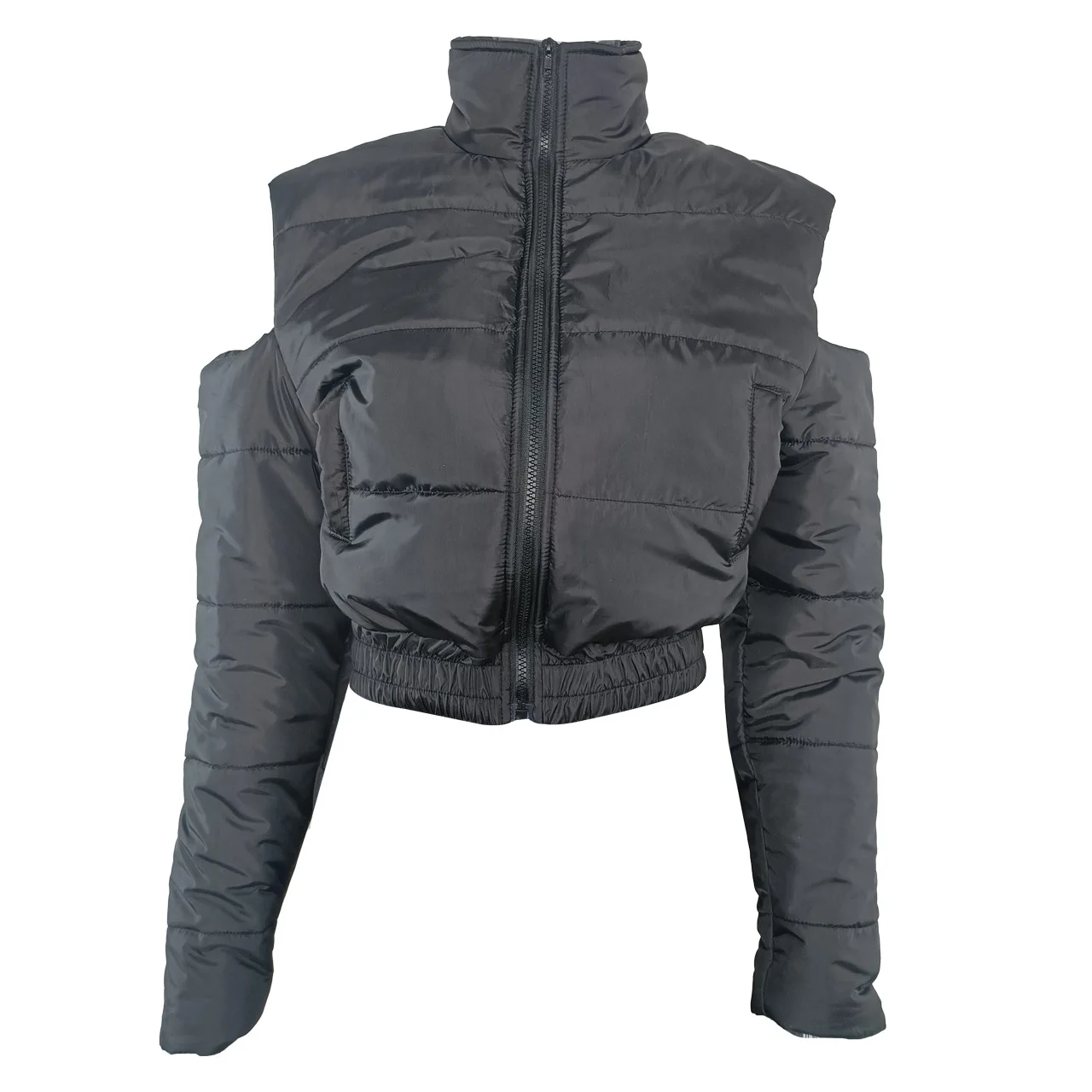 2022 Winter Fashion Women Puffer Jacket Solid Zipper Down Coat Lady Sexy Split Jackets Female Casual Streetwear Coat Wholesale