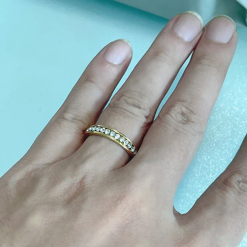 51JEWELRY 4 мм классические роскошные золотые кольца с инкрустацией из нержавеющей