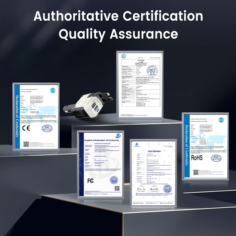 W&ampO 4 в 1 выдвижное автомобильное зарядное устройство с быстрой зарядкой 120 Вт PD 3.0