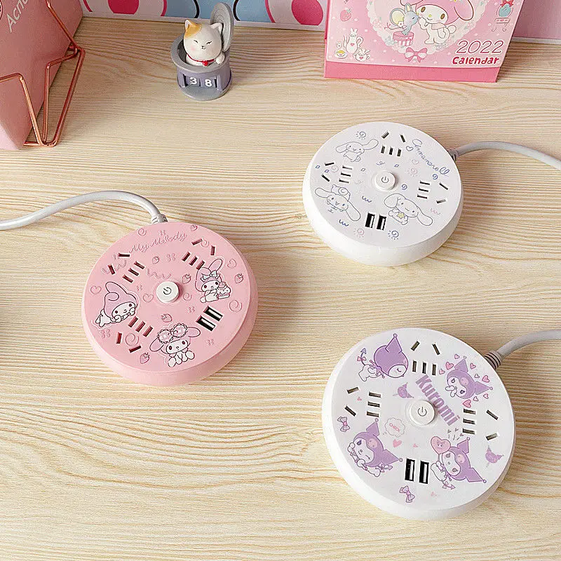 

Kawaii Sanrioed Mymelody Cinnamoroll Kuromi Cute Cartoon with Usb Multi-Function Home Dormitory Switch Electric Appliance Socket