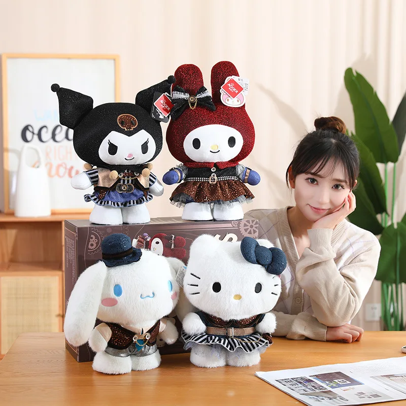 

Аниме Sanrioed в стиле панк серия Cinnamoroll Kuromi Kt Cat My Melody Мягкая Плюшевая Кукла Мультяшные милые плюшевые игрушки Праздничная девочка