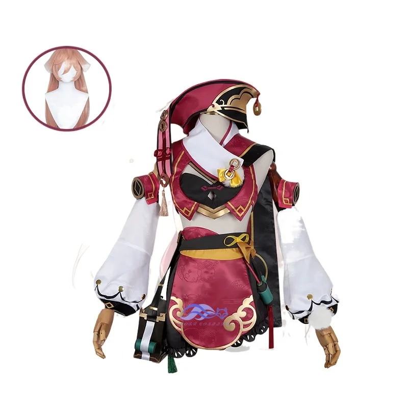 

Anime Genshin Impact Yanfei Game Suit Aestheticism Uniform Yan Fei Cosplay Costume Halloween Party Outfit For Women wigs