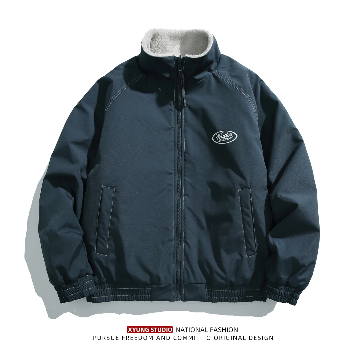 Design Sense Double-sided Wear Fleece-lined Thickened Cotton-Padded Coat Men's Winter Outdoor Leisure Jacket Warm Outerwear A...