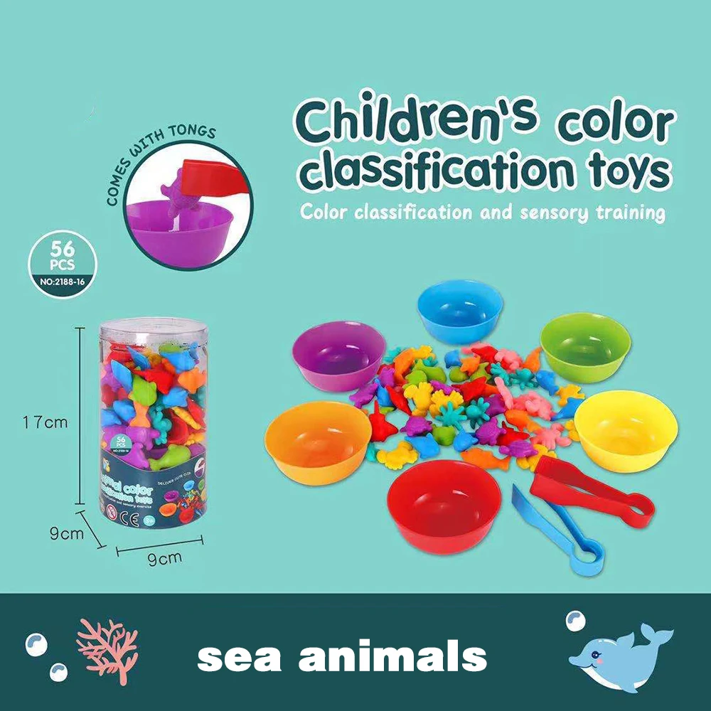

Child's Rainbow Counting Toy Baby Animal Color Cognition Teach Tool Montessori Sensory Early Education Classificat Puzzle Gift