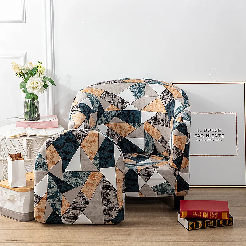 

Single Club Chair Cover Armchair Slipcover Geometric Printed Small Sofa Covers Protect for Pets Chair Decoration