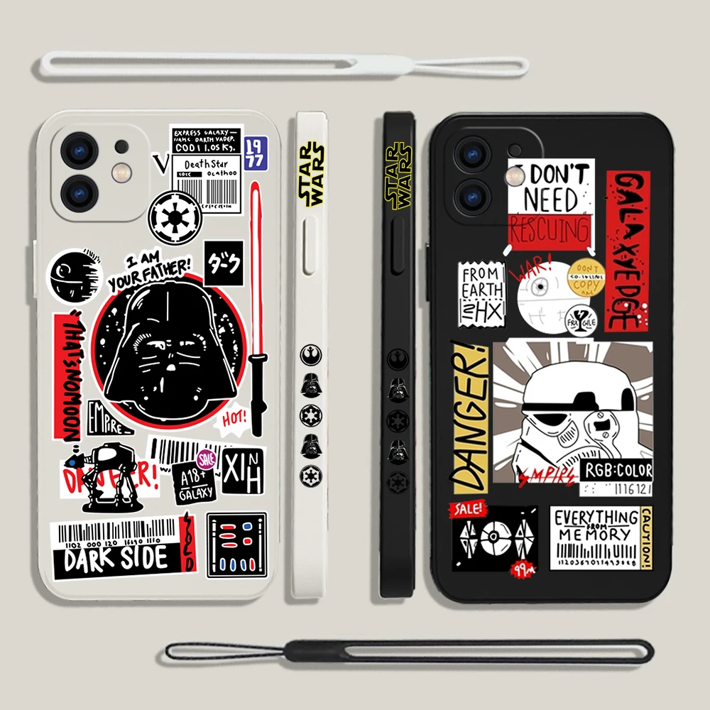 

Stars-Wars Logo Darth Vader stormtrooper Phone Case For iPhone 14 13 12 11 Pro Max Mini X XR XS MAX SE20 8 Plus with Hand Strap