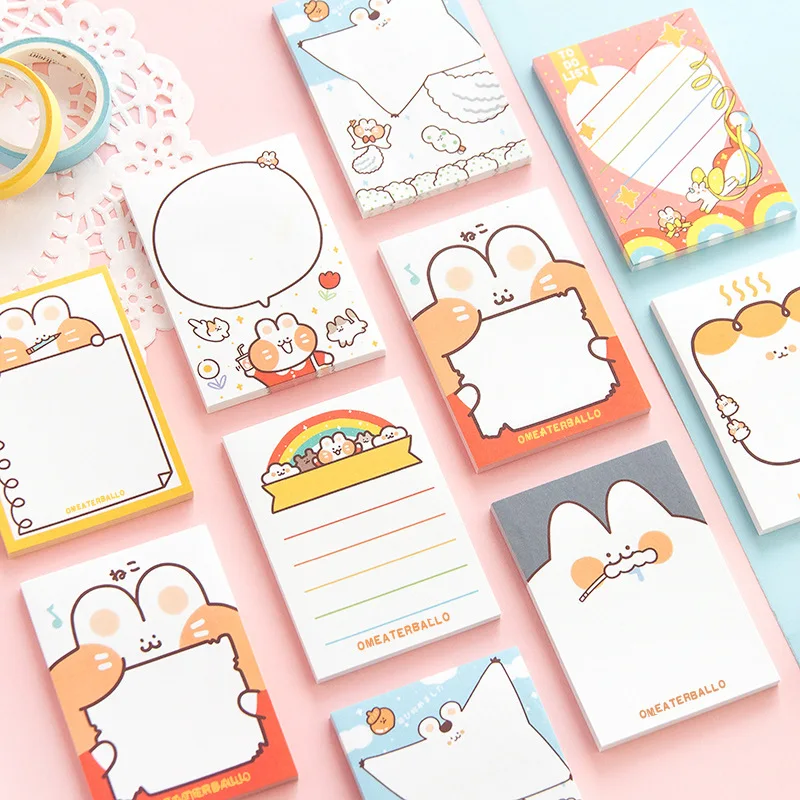 

30sheets Korean Cute Rabbit Self-Stick Notes Can Tear Portable Memo Pad Weekly Plan Notepad School Office Stationery