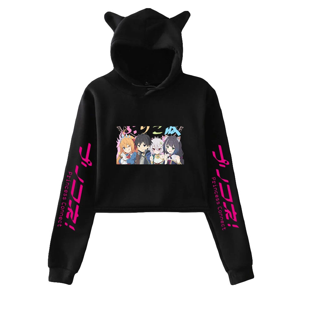 

2022 Autumn Winter New Women's Casual Anime Print Cat Ears Hoodie Girl Long-sleeved Hooded Pullover Chic Sweet Loose Jacket Tops