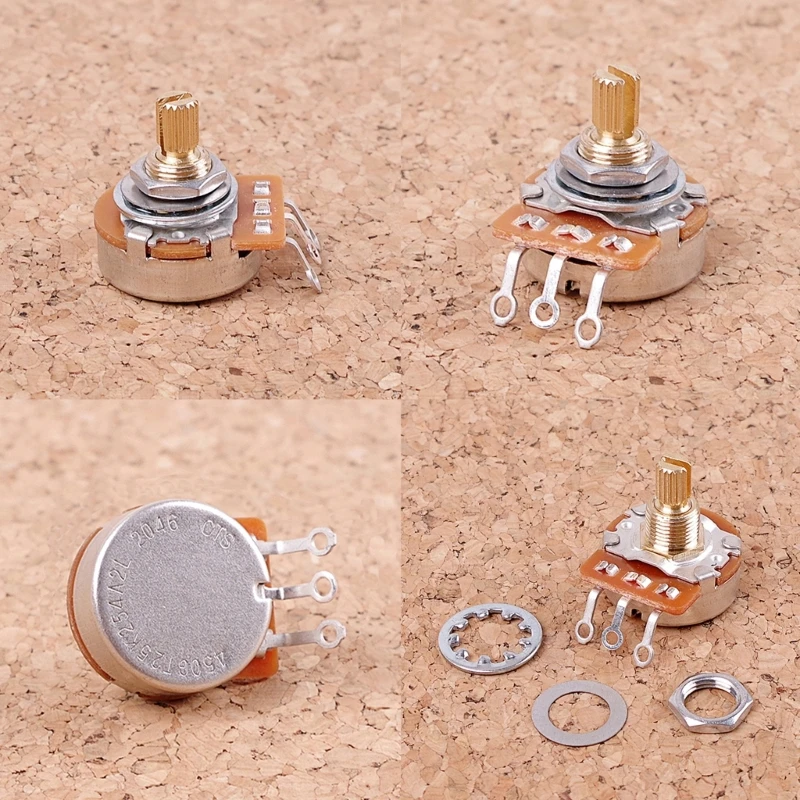 

A250K B250K Options Mini Switch Potentiometer Linear Taper Pots L16mm Short Split Shaft for Electric Bass Guitar Control