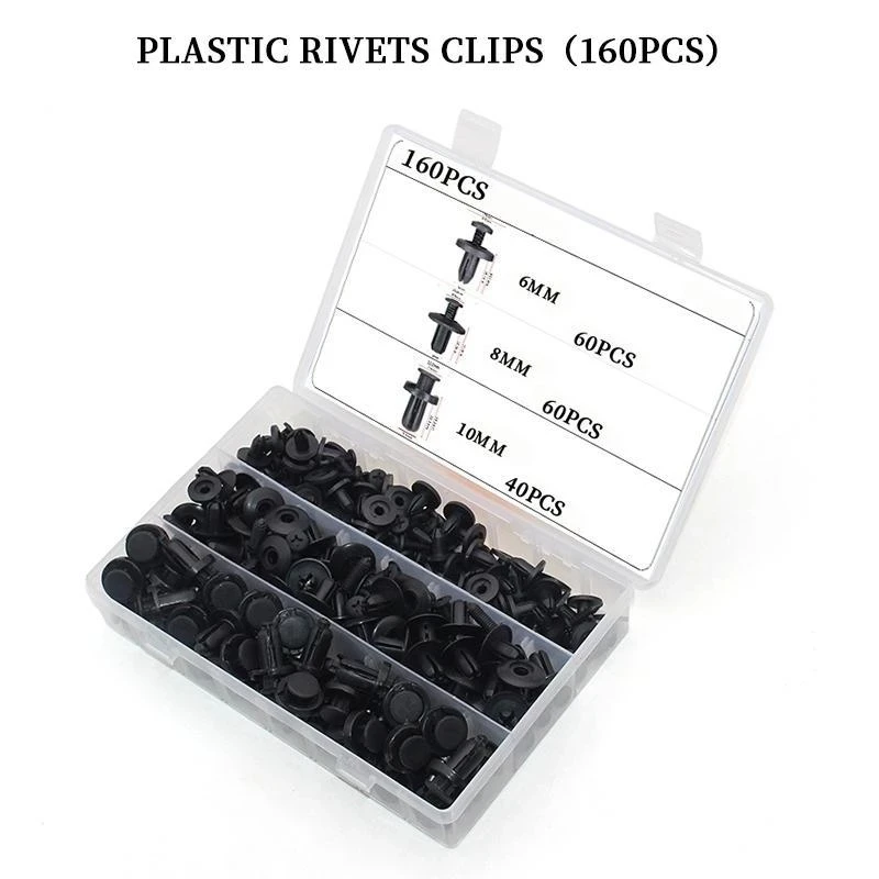 

160Pcs Mixed Auto Fastener Clip Car Body Push Retainer Pin Rivet Bumper Door Trim Panel Retainer Fastener Kit Car Accessories
