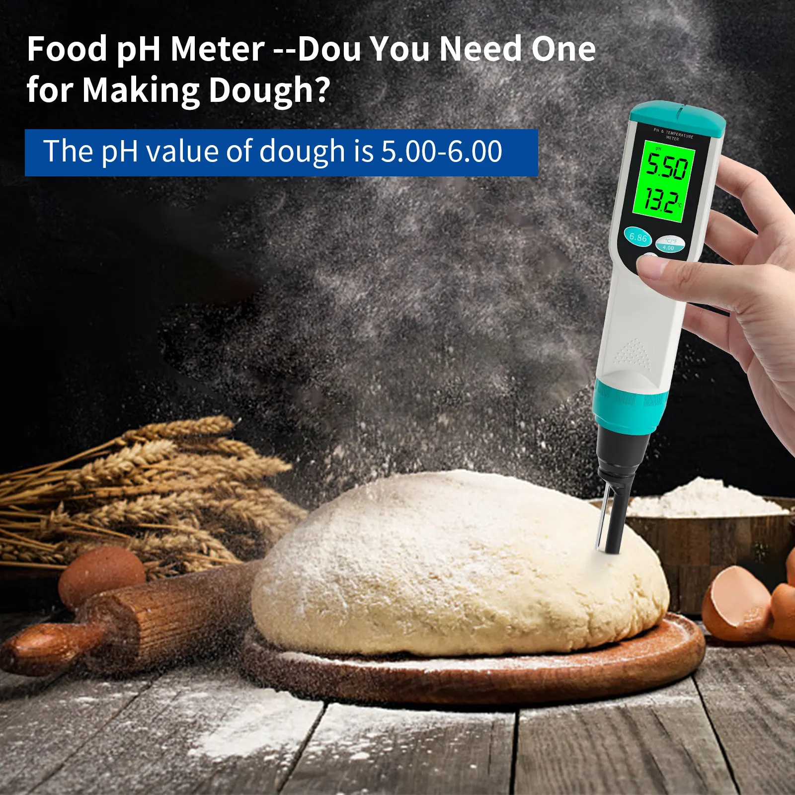 Профессиональный пищевой pH-метр цифровой высокоточный датчик температуры для