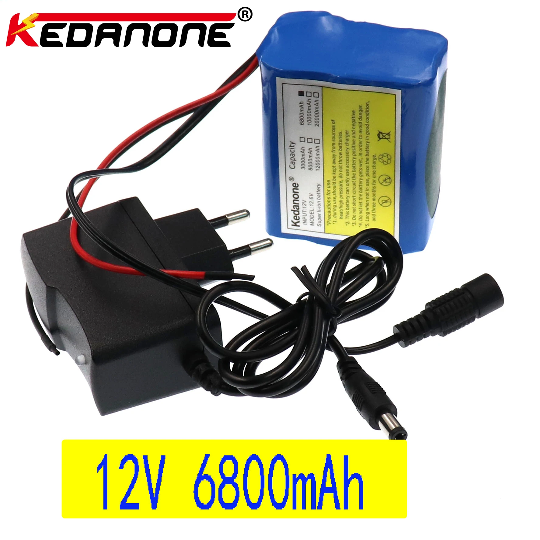 

12V battery 6800mah 18650 Lithium Ion 6.8 Ah rechargeable battery with BMS Protective Plate Lithium Battery Pack, 12.6 v Charger