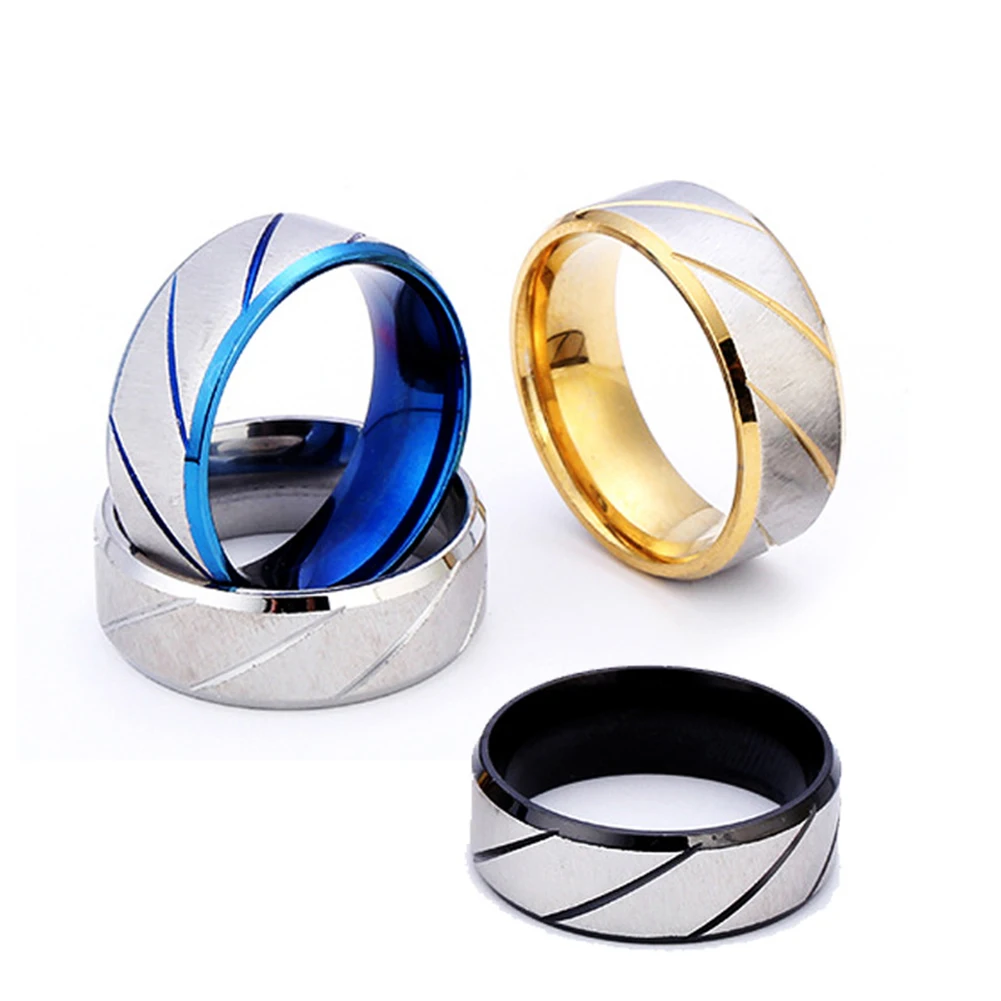 

Fashion Men's And Women's Rings Golden Wave Pattern Wedding Infinite Ring Titanium Steel Men And Women Engagement Jewelry Gifts