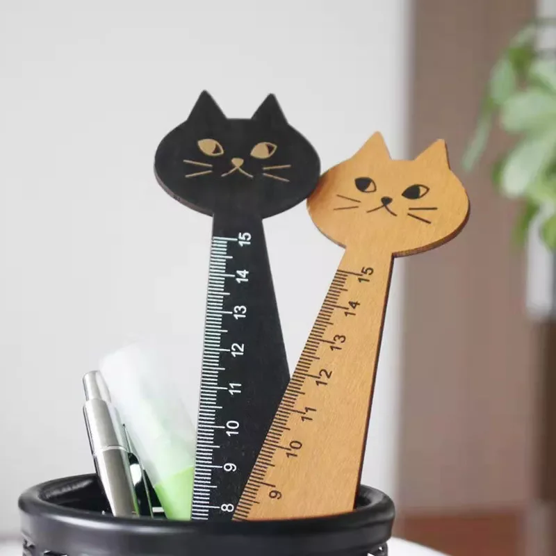 

Cat Ruler Solid Wood Patchwork Rulers Creative Cute Set of Drafting Rules Novelty Cartoon Design Ruler Kawaii Accessories New