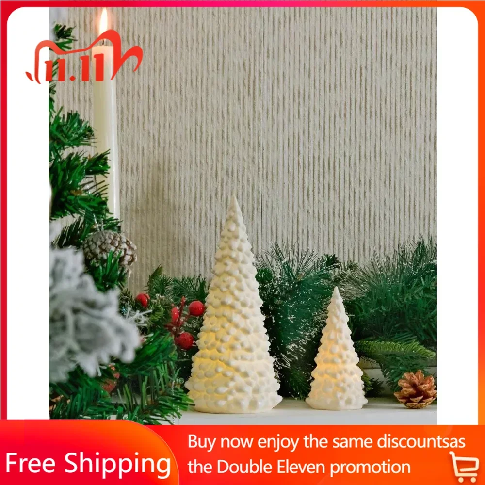 

Led Porcelain Christmas Tree, White Ceramic Christmas Trees That Light up for Mantle, Christmas Decorations, and Table Decor