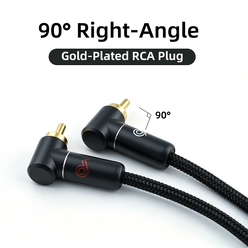 Фото Кабель GOLLEY LION 3,5 мм на 2RCA, угловой, 3,5 мм штекер на двойной RCA штекер, стерео аудиоадаптер, усиленный нейлоновый плетеный, черный №4