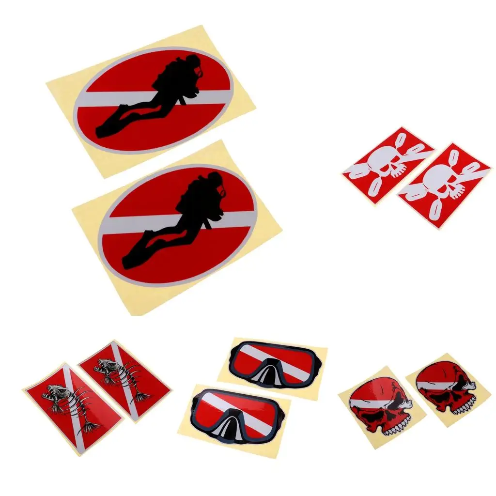

2Pcs/Set Reflective Scuba Diving diver Flag Kayak Fishing Sticker Decal