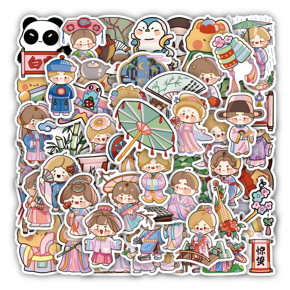 

60 шт., декоративные наклейки в виде древних мультяшных персонажей