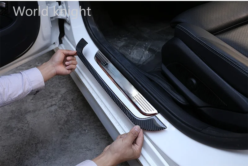 

Аксессуары для Mercedes Benz C Class W205 C180 2016-2019, 3D наклейка на порог автомобиля, защитная пластина, мягкое углеродное волокно