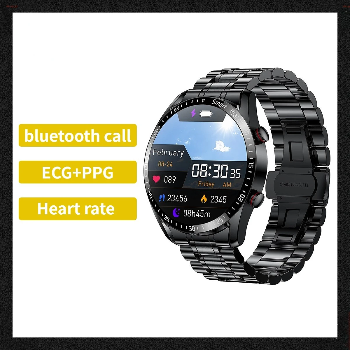 

Smart Watch ECG+PPG Bluetooth Call Waterproof Smartwatch Heart Rate Monitoring Fitness Tracker Stainless Steel Strap for Xiaomi