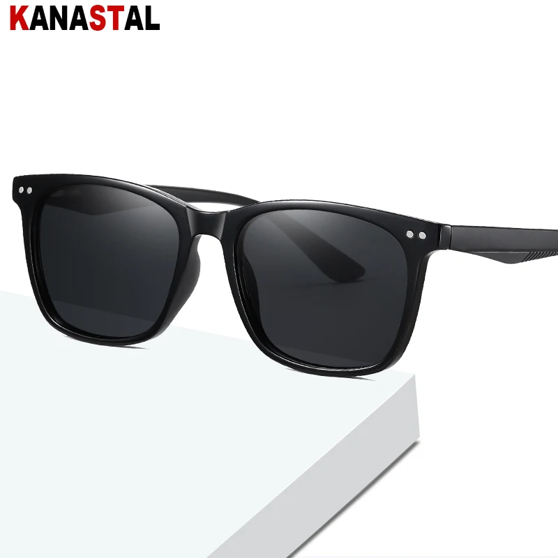 

Men Polarized Sunglasses UV400 TR90 Visor Eyewear Willow Nails Square Eyeglasses Frames Travel Driving Outdoor Sun Glasses Retro