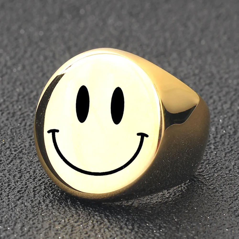 

Fashion Simple Style Smiley Face Ring Stainless Steel Youth Trend Accessories Gift Wholesale