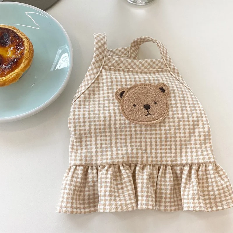 

Pet clothes Bear plaid vest dog cat spring and summer teddy bear Corgi small and medium-sized dog