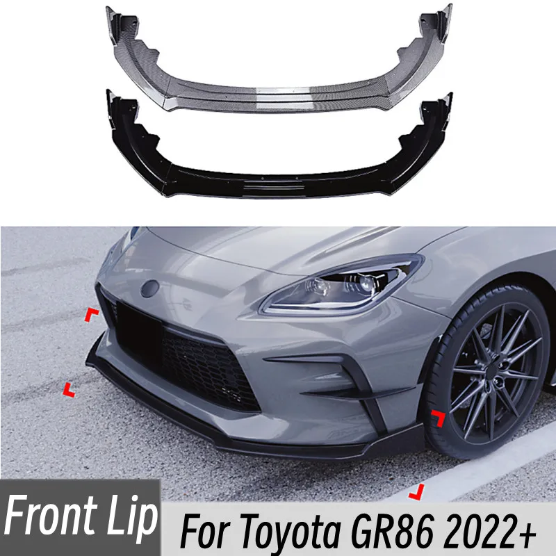 Фото Для Toyota GR86 2022 + 3 шт./компл., АБС-пластик, передний бампер автомобиля, сплиттер для губ, обвес, защитная защита, аксессуары для внешней тюнинга №1