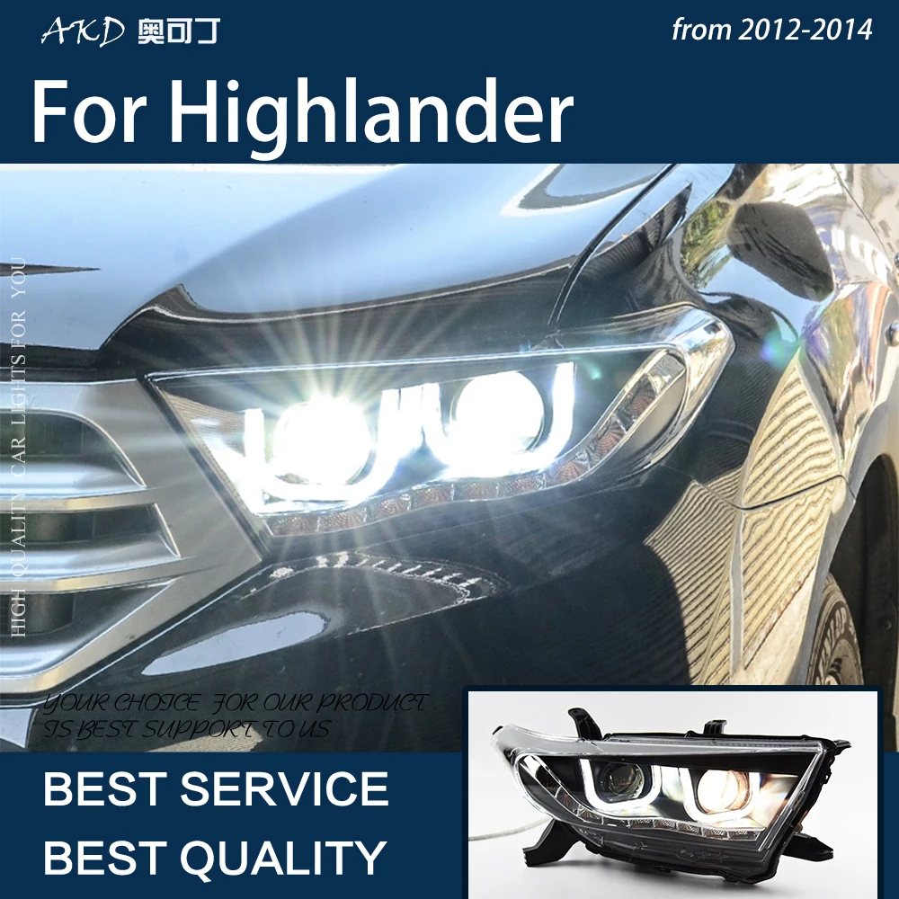 Автомобильные фары для Highlander 2012-2014 лампы фар в сборе обновленные линзы проектора
