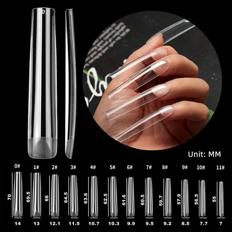

120pcs False Nail Tips 4XL Long Square Nails Coffin Full Cover Soft Gel Tips Press On Nail Fake Tip Manicure Supply 12 Sizes