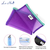 2pcs transparent mesh makeup bag three layers cosmetics case pencil case organizer storage toiletry wash bags portable pouch