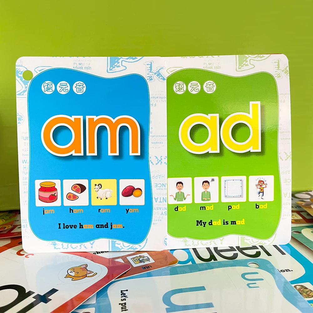 

Kids Phonics Learning Cards Montessori Educational Flash Card for Toddlers Long Vowel Sight Words Teaching Aids