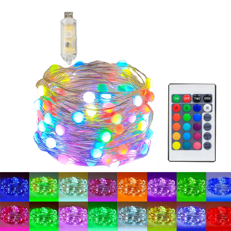 

Светодиодная гирлянда, 16 цветов, USB/батарея, 10 м, 5 м