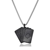 vintage mens poker hearts spades a pendant necklace punk rock hip hop fashion necklace gift jewelry party wholesale