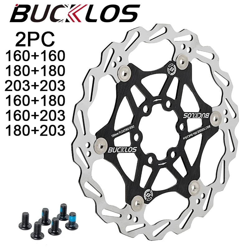 

BUCKLOS 2PC Bicycle Brake Rotors 160/180/203mm MTB Disc Brakes Rotor Road Mountain Bike Brake Rotor Floating Rotors Bike Part