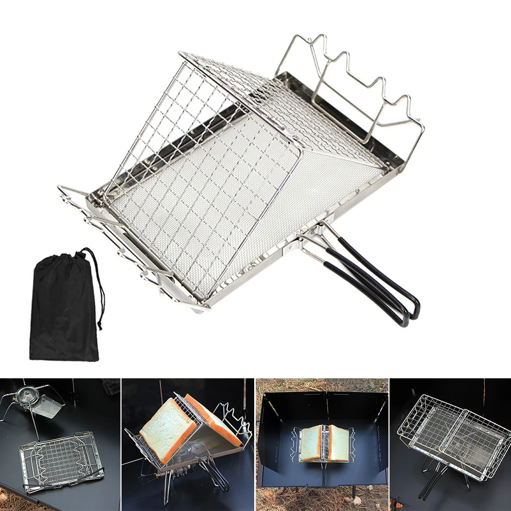 

Foldable Toast Rack Nonstick Cooking Grilling Stainless Steel Bread Bakeware Tools Roasting for Barbecue Home Picnic Hiking