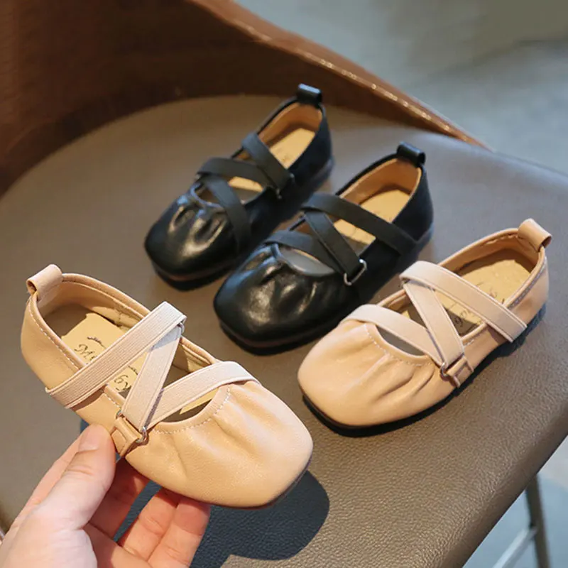 

Girl Shoes Toddlers Baby Cross-tied Bandage Dance Princess Shoes Soft Bottom Slip-on Flats Casual Kids Shoes for Girls Size21-35