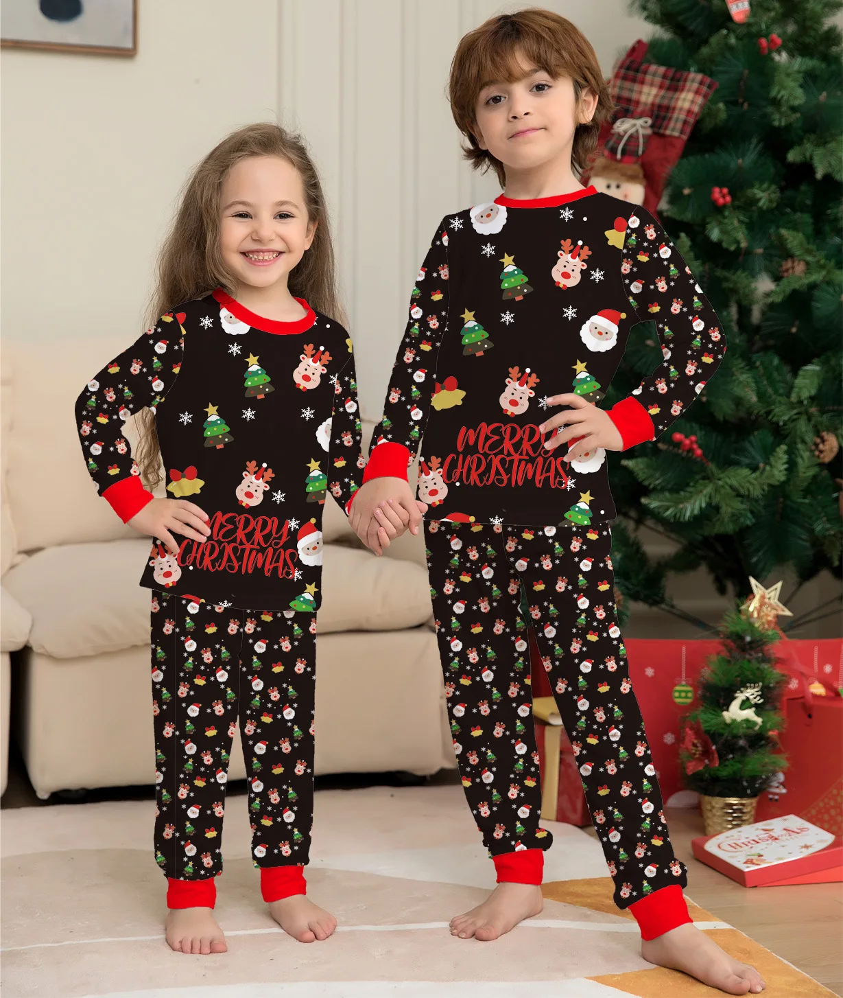 Xmas Family Matching Pajamas Set 2022 New Christmas Santa Claus Printed Print Adult Children Suit Baby Jumpsuit Family Suit