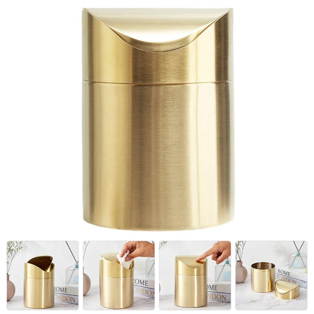 

Stainless Steel Chopsticks Rest Metal Waste Basket Mini Desktop Trash Can Home Garbage Container Bathroom Wastebasket Paper