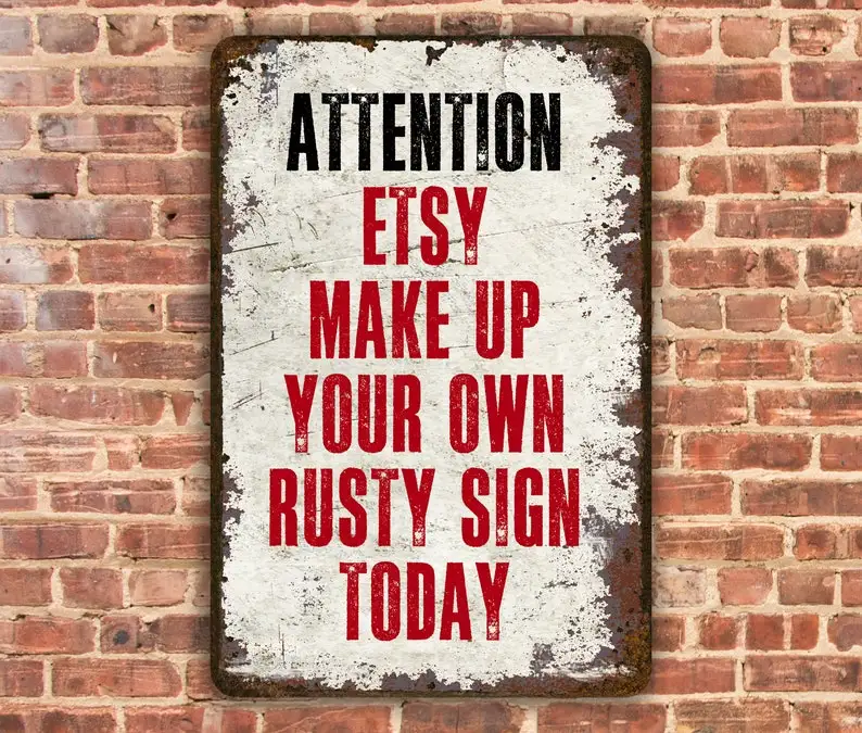 

Custom White Rusty Metal Sign Your Text 12 x 18