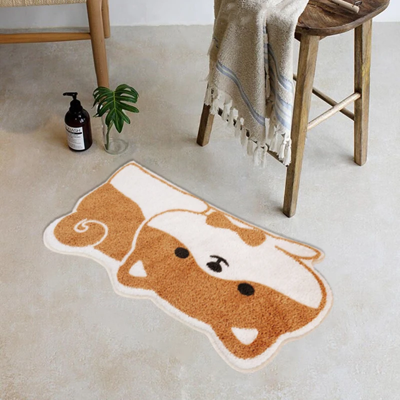 

Bathroom Arc Floor Mat Shower Room Non-slip Absorbent Mats Toilet Soft Foot Pad Tub Side Rugs Living Room Cartoon Animal Carpet