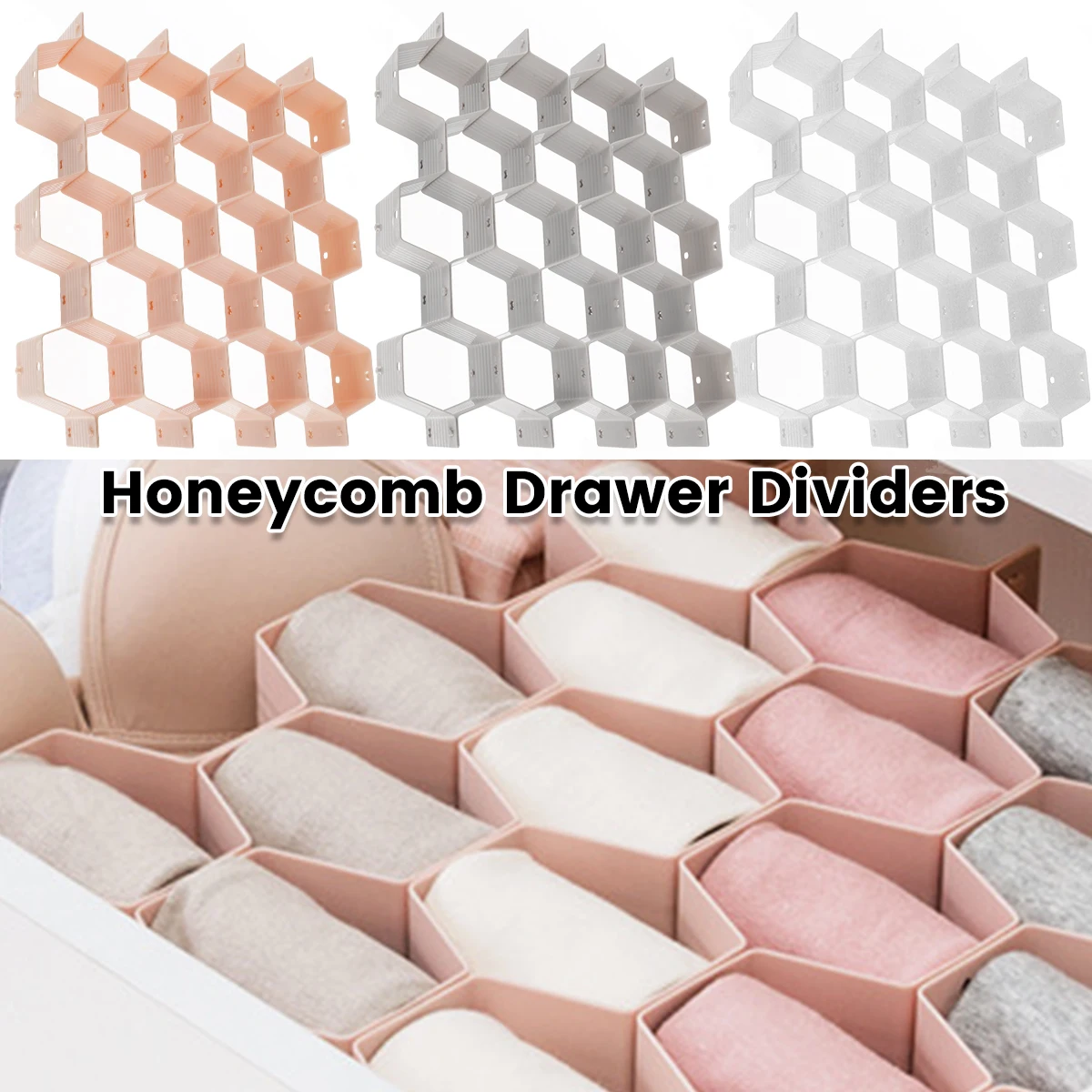 

Пластиковые перегородки для ящиков с Сотами, вместительные матовые перегородки для носков, органайзер с 18 ячейками, простая стильная сотов...