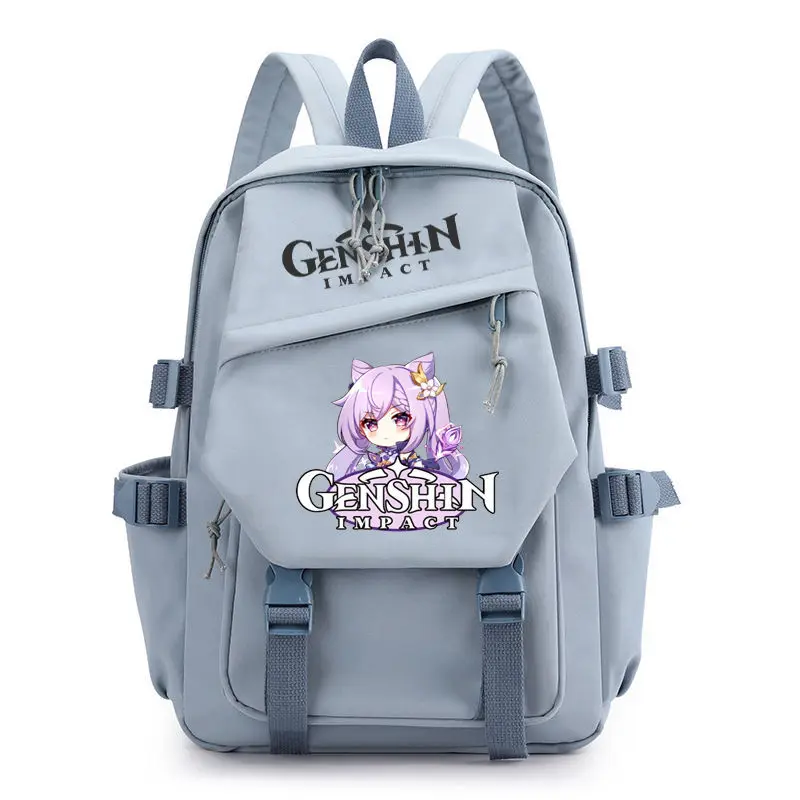 

Милый японский мультяшный модный школьный рюкзак унисекс с героями Аниме и игры Genshin Impact Keqing, Студенческая сумка для детей и подростков