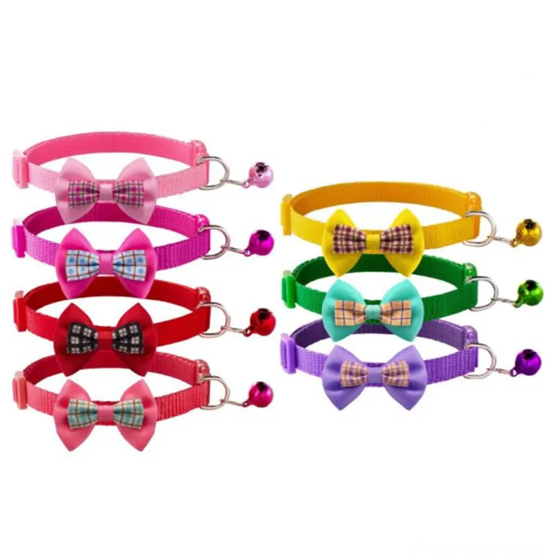 

Fashion Pet Dog Collar Bow Colorful Pattern Cute Bell Adjustable Collars For Dog Cats Puppy DIY Pet Accessories