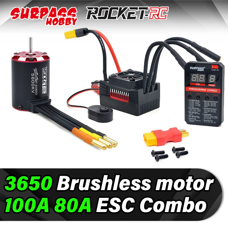 

Surpass Hobby Supersonic 3650 Brushless Motor ESC Combo with 100A 80A 60A ESC 550 540 for 1/10 1/12 1/14 RC Car Monster Truck