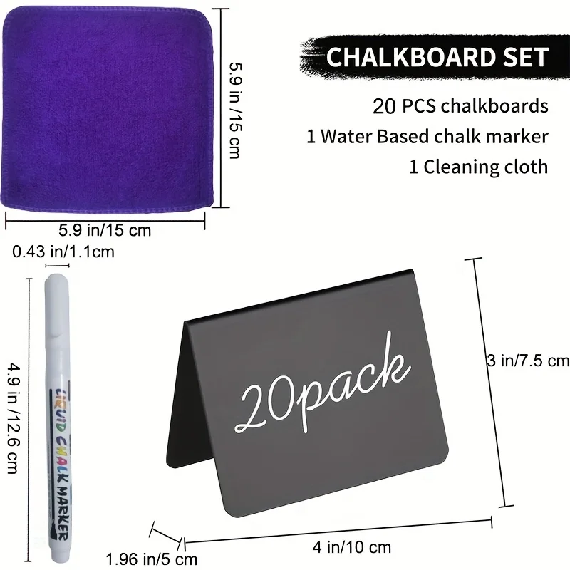 V 12/20 упаковка 4x3 дюйма ПВХ мини-знаки для меловой доски