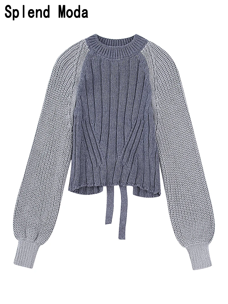 

Женские эластичные трикотажные пуловеры в уличном стиле, облегающие свитеры с открытой спиной, джемперы в стиле пэчворк, осень 2023