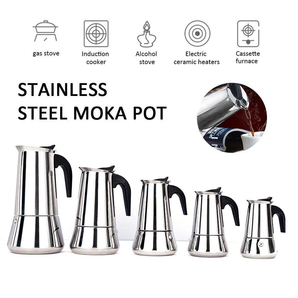 

Espresso Cafeteira Coffee Pot Portable For Latte Stovetop Mocha Pot Coffee Tools Italian Top Coffee Maker Pot 2/4/6/9/12 Cups