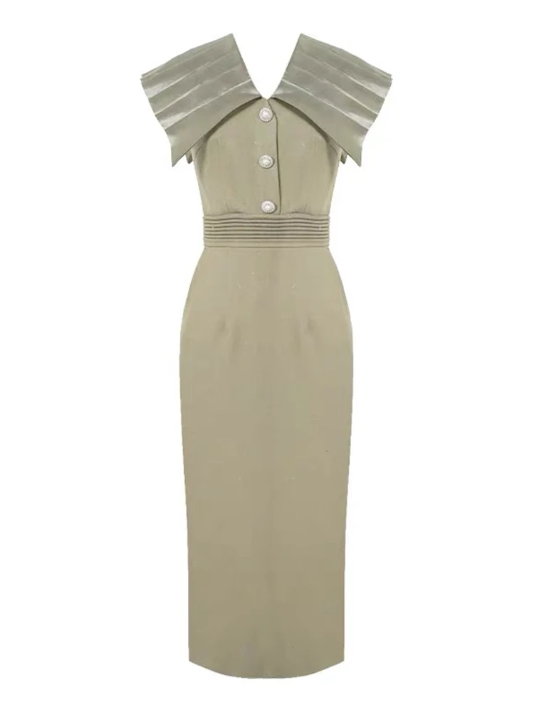 Элегантное профессиональное платье миди женское деловое однобортное блестящее